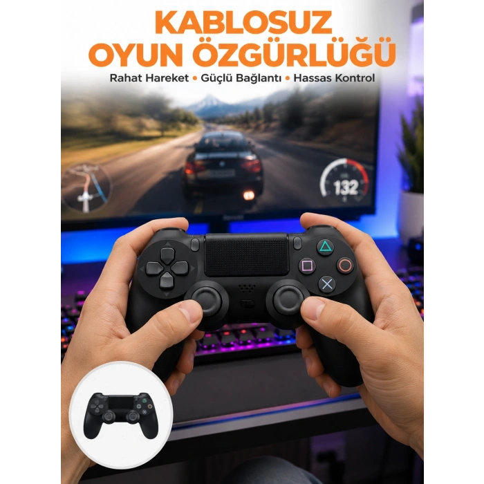 Ps4 Uyumlu Kablosuz Oyun Kolu – Gerçekçi Titreşimli Geri Bildirim Yeni Nesil