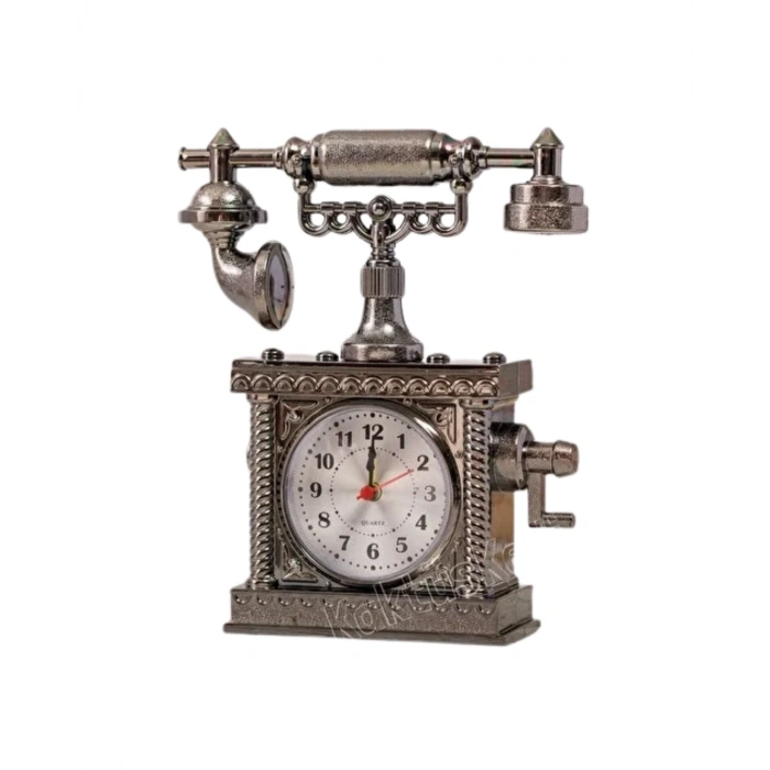 Retro Telefon Görünümlü Çalar Saat Masa Ve Raf Dekoru