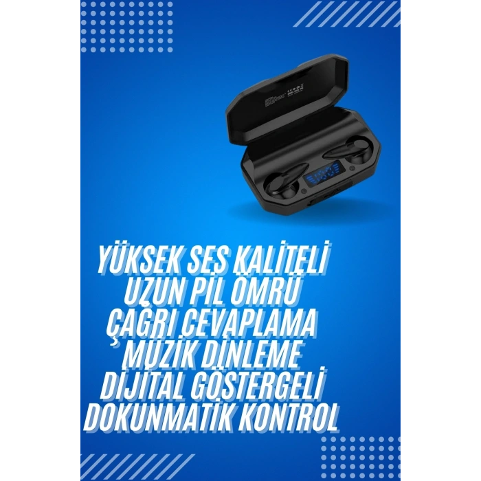 Rgb Işıklı Çift Mikrofonlu Siyah Profesyonel  Kulaklığı Kablosuz Kulakiçi Yeni Nesil