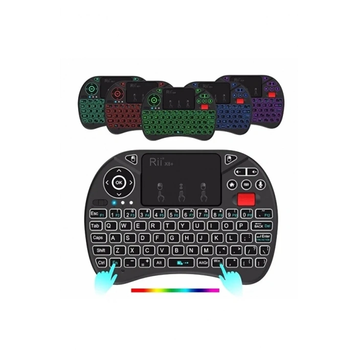 Rgb Işıklı Mini Kablosuz Klavye Touchpad Combo, Bluetooth Ve 2.4g Smart Tv Kumandası