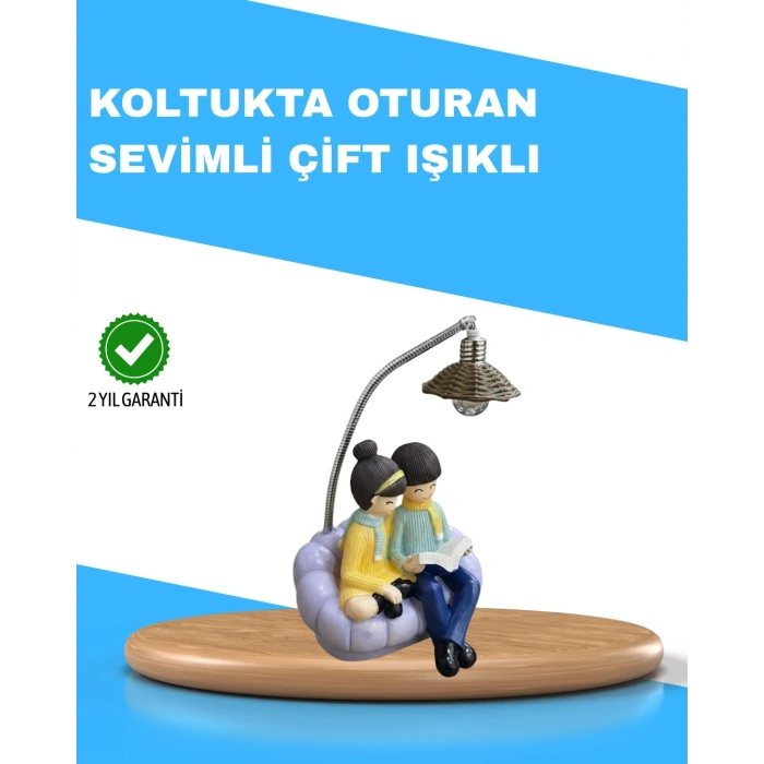 Romantik Çift Temalı Dekoratif Masa Lambası Yumuşak Led Işık