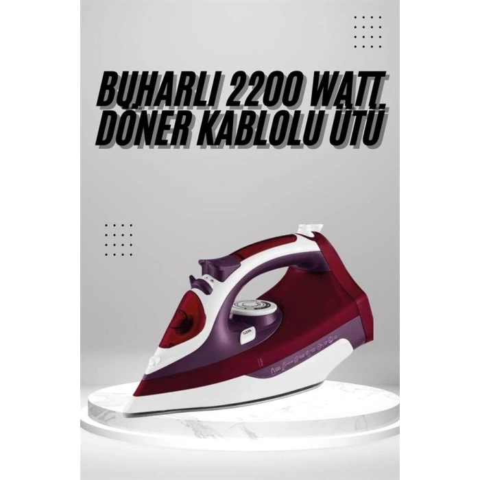 Seramik Tabanlı Kırmızı 2200 Watt Şok Buharlı Ütü