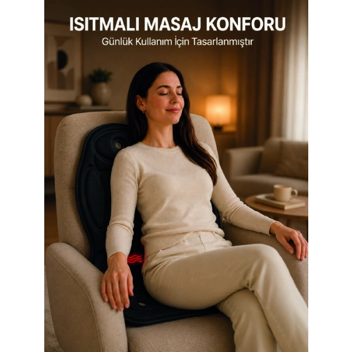Sırt Bel Boyun Ve Kalça Destekli Isıtmalı Masaj Koltuğu Minderi