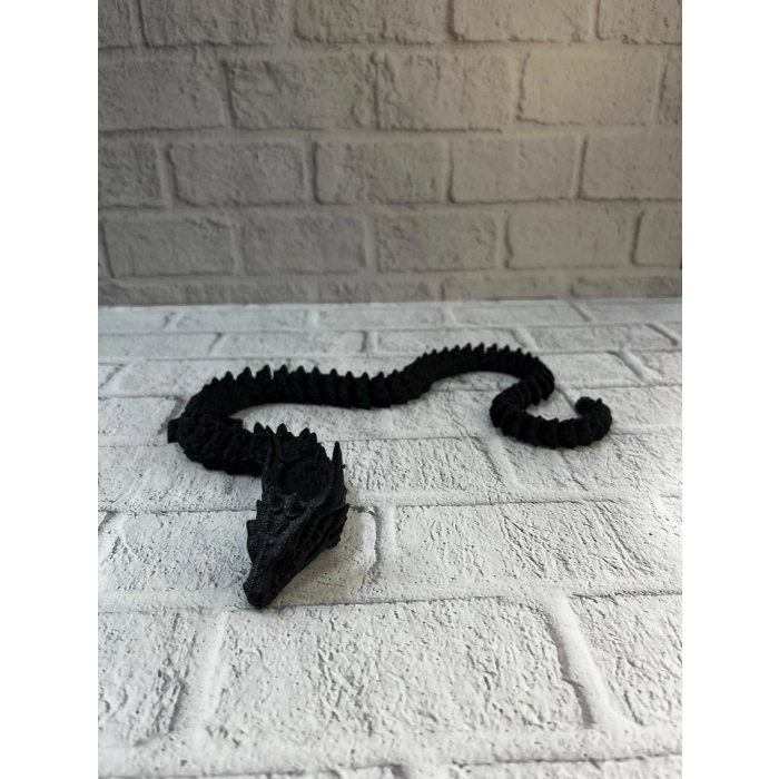 Siyah Hareketli Ejderha Figürü Esnek Gövdeli Dekoratif Tasarım 60 Cm