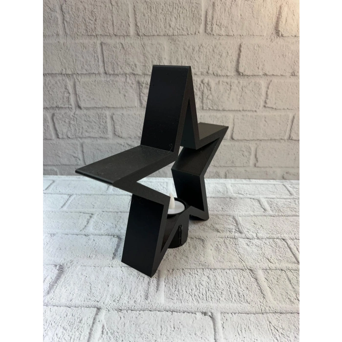 Siyah Yıldız Şeklinde Mumluk Loş Işık Dekor Aksesuarı