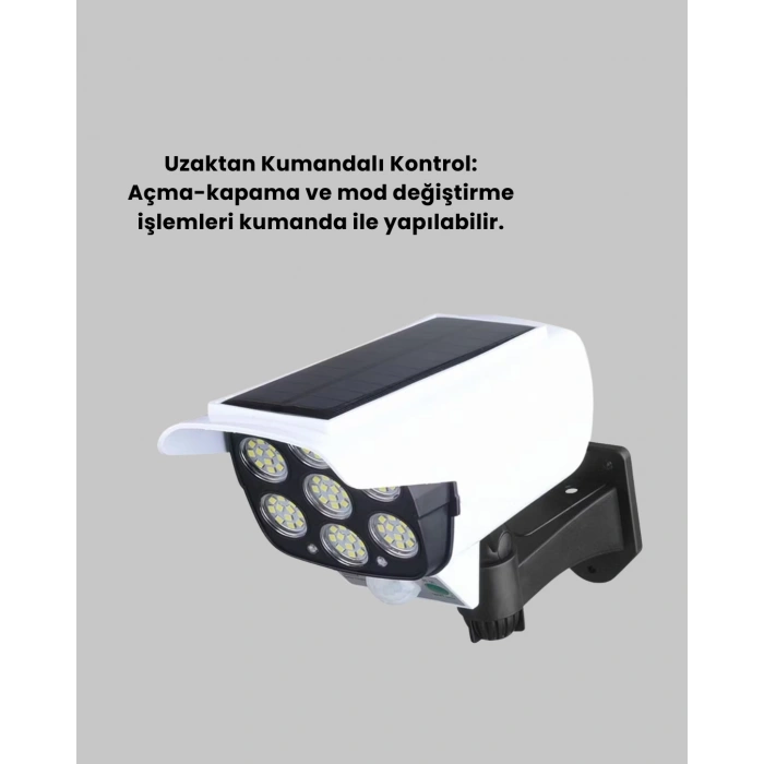 Solar Şarjlı Kamera Tasarımlı Led Duvar Lambası Hareket Sensörlü Dış Mekan Aydınlatma