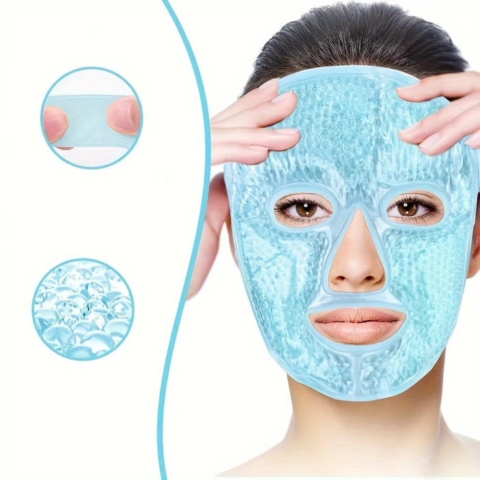 Terapi Jel Yüz Maskesi Soğuk Ve Sıcak Boncuklu Ayarlanabilir Maske (mavi)
