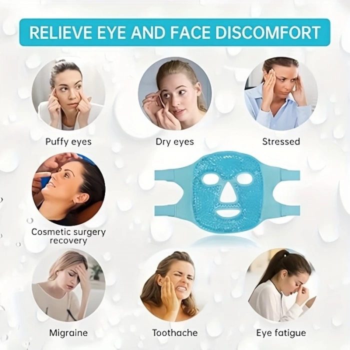 Terapi Jel Yüz Maskesi Soğuk Ve Sıcak Boncuklu Ayarlanabilir Maske (mavi)