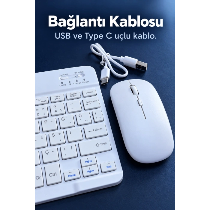 Türkçe Q Kablosuz Klavye Ve Beyaz Mouse Takımı
