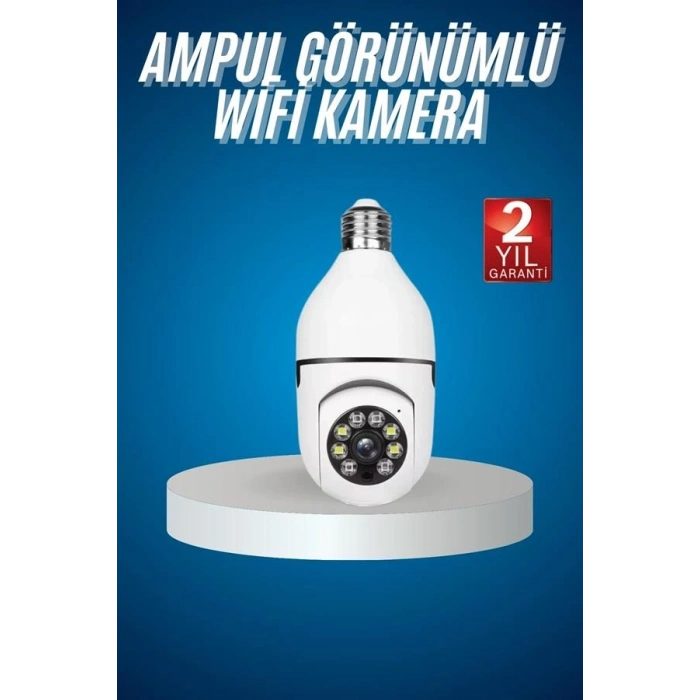 Wifi Güvenlik Kamerası Çift Kameralı Ampule Takılabilir Sensörlü