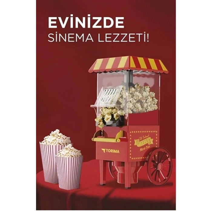 Yağsız Mısır Patlatma Popcorn Makinesi Kırmızı
