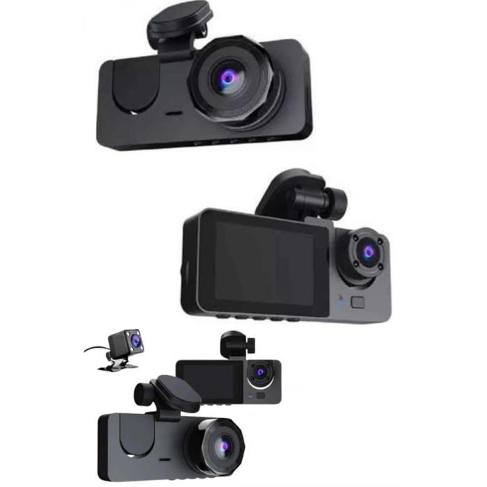 Yol Kayıt Araç Kamerası Hd Dvr 3 Kameralı 2.0in Ekranlı Ön İç Arka