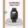 3 Kordonlu Akıllı Saat Uzun Pil Süreli