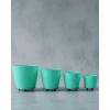 4’lü 3d Yeşil Dekoratif Saksı Takımı Ayaklı Modern Vazo Seti
