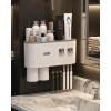Çift Dispenserli Diş Macunu Sıkacağı 6 Fırçalık Bardaklı Banyo Organizer