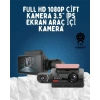 Çift Görüşlü Dashcam – Gece Görüşlü 1080p Araç İçi Güvenlik Kamerası
