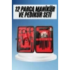 Deri Çantalı Siyah Paslanmaz Çelik 17 Parça Manikür Pedikür Seti