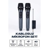 Profesyonel Çiftli Kablosuz Mikrofon Seti Karaoke Şarj Edilebilir 50 Metre