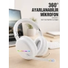 Rgb Işıklı Mikrofonlu Bluetooth Kulaklık Beyaz Over-ear Tasarım Type-c Şarjlı