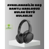 Siyah Kablosuz Bluetooth Kulaklık 300 Mah Hızlı Şarj Katlanabilir Pedli