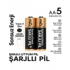 Type-c Şarjlı 2800mwh 1.5v Şarj Edilebilir 2’li Aa5 Kalın Pil - Lityum Iyon Batarya