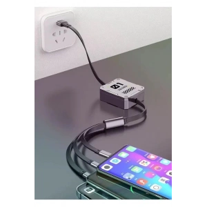 100w Geri Çekilebilir Makaralı Çoklu Şarj Kablosu Alüminyum Kutu Lightning Micro Type-c Şarj Kablosu