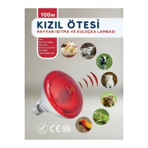 100w Kızılötesi (infrared) Isıtıcılı Hayvan Isıtma Ve Kuluçka Lambası (kırmızı Işık) E27 (kalın Duy)