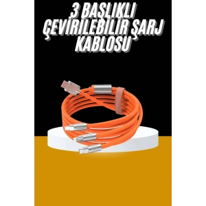 120w 3 İn 1 Uyumlu Silikon Şarj Kablosu Hızlı Şarj Kablosu