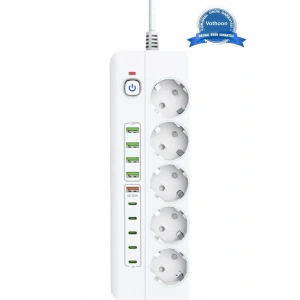 3500w Akım Korumalı 5’li Grup Priz: 5x Usb + 5x Type-c Çıkışlı (2 Metre)