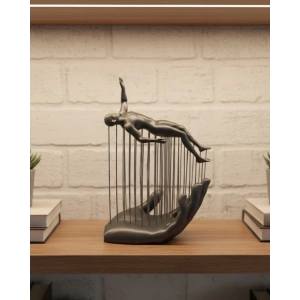 3d El Formlu İnsan Figürü Gri Soyut Tasarım Dekoratif Biblo