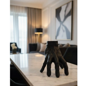 3d Siyah El Heykeli 17x16 Cm Raf Ve Masa Üstü Dekor