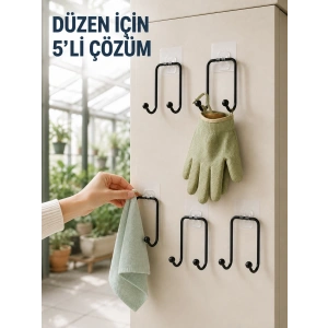 5 Adet Çok Amaçlı Yapışkanlı Askılık Ev Düzenleyici Duvar Askısı
