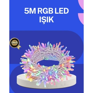 5 Metre Şeffaf Kablo Led Peri Işığı 50 Ampullü Dekoratif Led