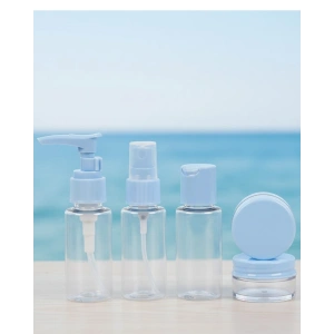 5’li Seyahat Dolum Şişe Seti 30 Ml Şeffaf Taşıma Çantalı