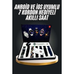7 Kordonlu Akıllı Saat Siyah Kasa Dokunmatik Ekran Uyku Ve Sağlık Takibi