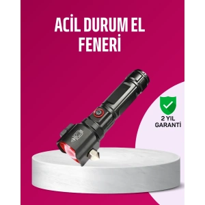 Acil Durum El Feneri Çekiç Ve Pusula Özellikli Güçlü Işık