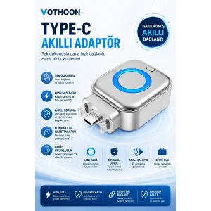 Akım Korumalı Type-c Akıllı Şarj Ayırıcı Otomatik Şarj Kesici Batarya Koruma Adaptörü Hızlı Şarj Destekli