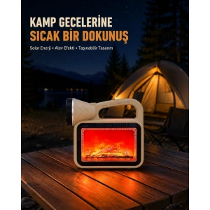 Alev Efektli Solar Lamba Cob Işıklı Taşınabilir Bahçe Kamp Aydınlatma
