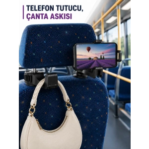 Araç İçi Telefon Sabitleyici Ve Koltuk Arkası Çanta Askılığı