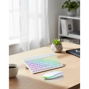 Aydınlatmalı Kablosuz Klavye Mouse Seti Bluetooth Bağlantılı Çoklu Cihaz Uyumlu