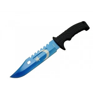 Ayyıldız Mf013bl Mavi Av Bıçağı 31cm - Testere Detaylı Bıçak, Kılıflı, Plastik Sap
