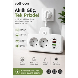 Bkl-502 Akım Korumalı 2li Priz 2 Usb Ve 2 Type-c Çıkış 4000w Hızlı Şarj Duvar Tipi Dokunmatik Led Aydınlatmalı