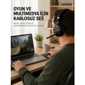 Bluetooth 5.0 Rgb Işıklı Mikrofonlu Kablosuz Kulak Üstü Kulaklık