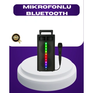 Bluetooth Işıklı Hoparlör – 2x5w Güç | Usb + Tf Kart + Fm Radyo | Siyah Renk