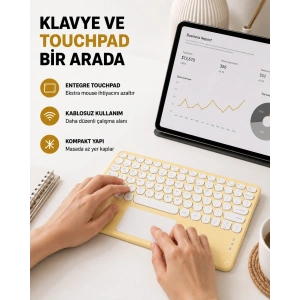 Bluetooth Klavye – Kablosuz, Sessiz Tuşlu, Android İos Windows Uyumlu, Kompakt Taşınabilir Tasarım