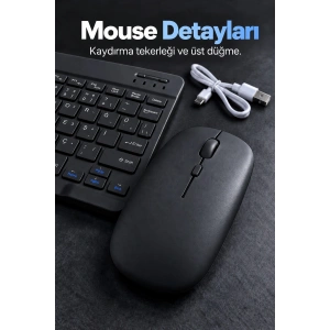 Bluetooth Klavye Mouse Seti Türkçe Tuş Dizilimli Beyaz