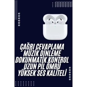 Bluetooth Kulaklık Beyaz Çağrı Cevaplama Dokunmatik Kontrol Kablosuz