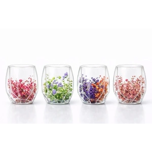 Çift Camlı Çiçekli Bardak Alk4471