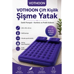 Çift Kişilik Şişme Yatak Dahili Pompalı 203x152x22 Cm 2 Yastıklı