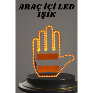 El Orta Parmak Led Kumandalı Araç İçi Reflektör Arka Cam El Simgesi